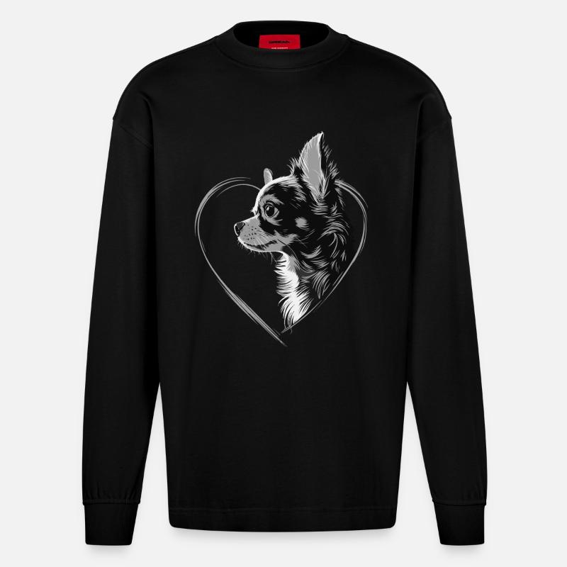 Chihuahua - Heavyweight Oversized Organic Langarmshirt Made in EU - SOLID BLACK