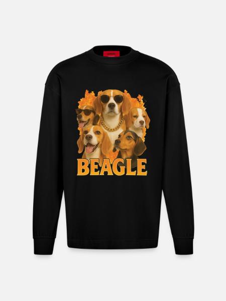Beagle - Heavyweight Oversized Organic Langarmshirt Made in EU - SOLID BLACK
