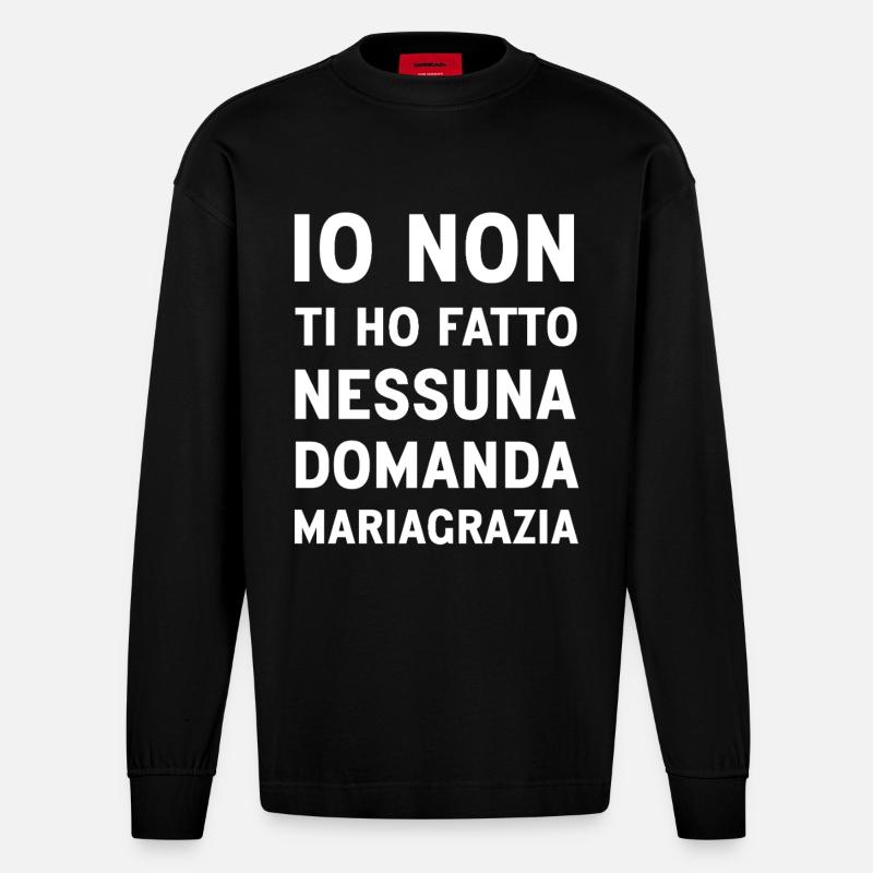 Mariagrazia (Schwarze Version) - Heavyweight Oversized Organic Langarmshirt Made in EU - SOLID BLACK