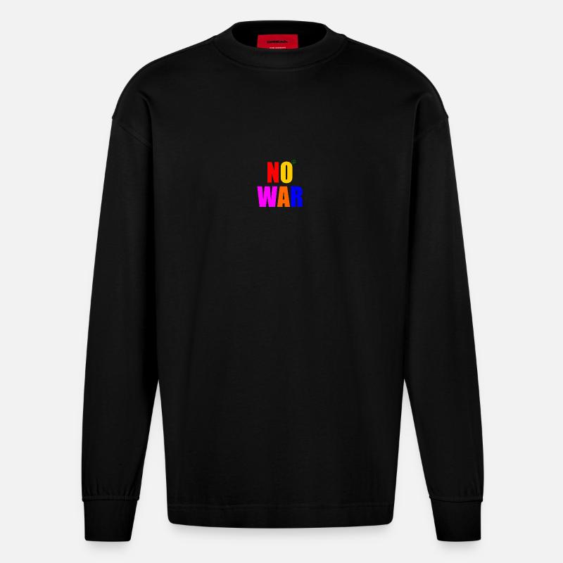 No war - Heavyweight Oversized Organic Langarmshirt Made in EU - SOLID BLACK