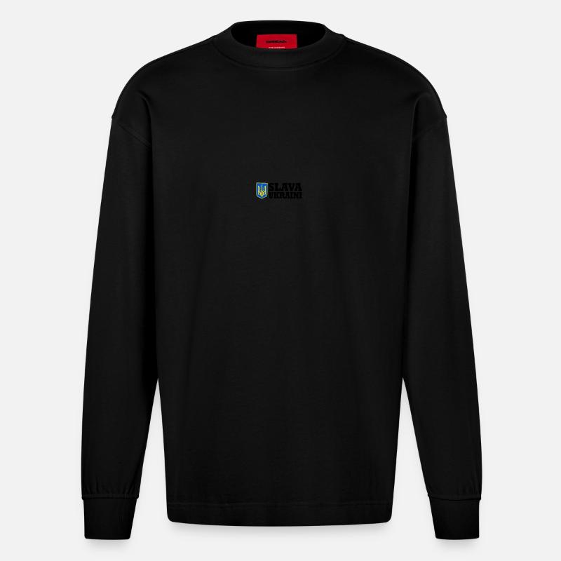 Slava ukraini - Heavyweight Oversized Organic Langarmshirt Made in EU - SOLID BLACK