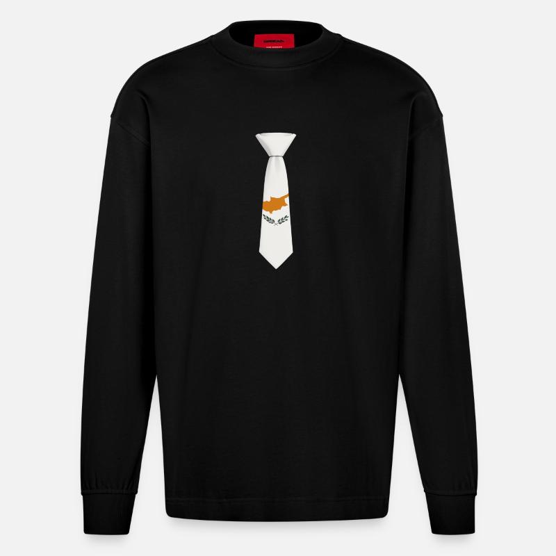 Cravate chypriote – Conception du drapeau - Manches longues bio épais oversize fabriqué en UE - SOLID BLACK