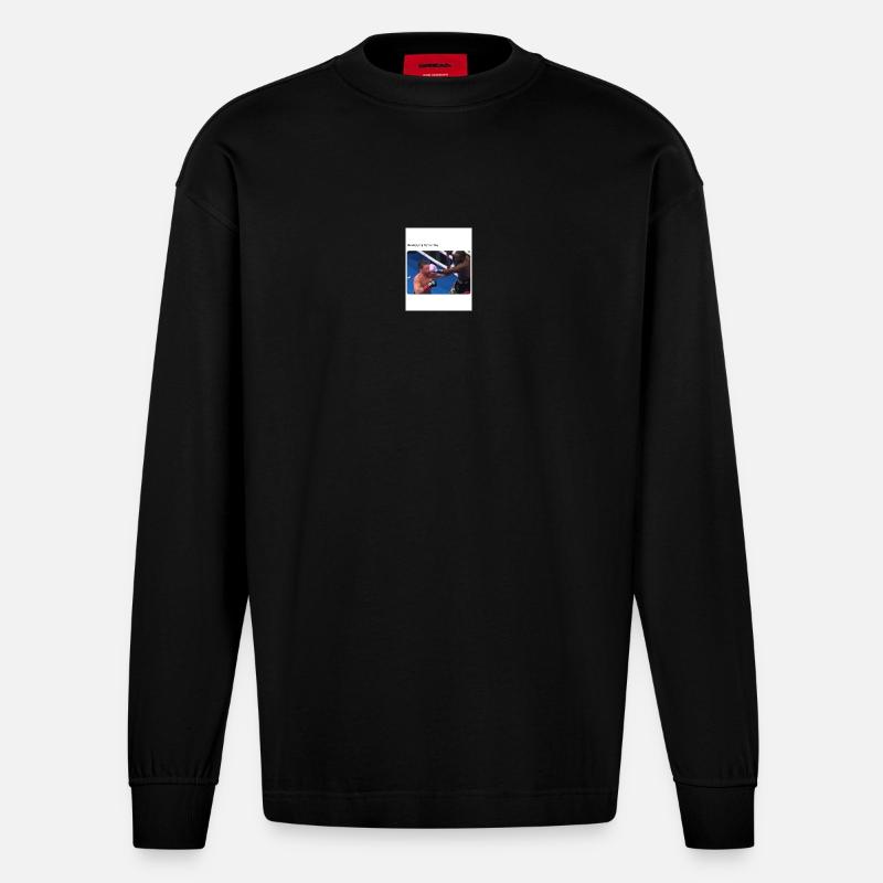 Moment de boxe du dimanche - Manches longues bio épais oversize fabriqué en UE - SOLID BLACK