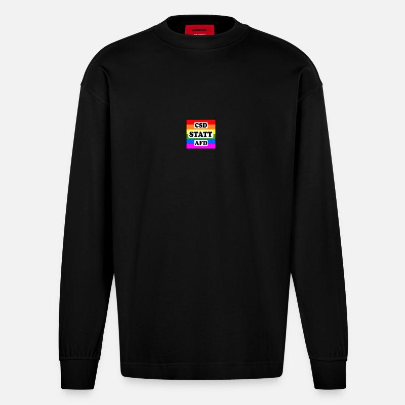 Csd statt afd - Heavyweight Oversized Organic Langarmshirt Made in EU - SOLID BLACK