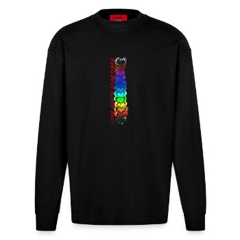 Love Hurts sometimes - Heavyweight Oversized Organic Longsleeve Shirt Made in EU - SOLID BLACK - Front