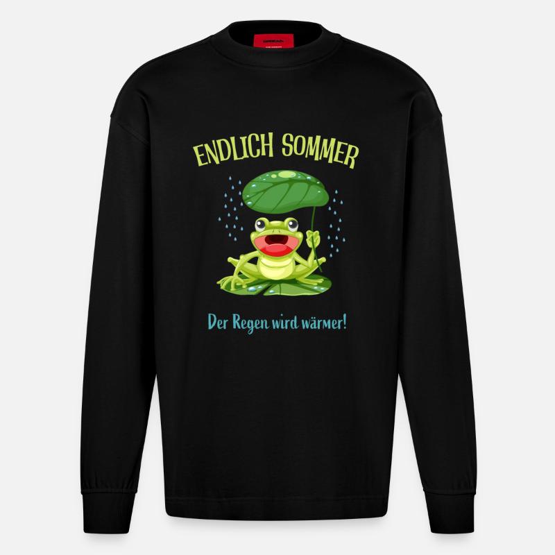 Endlich Sommer - Heavyweight Oversized Organic Langarmshirt Made in EU - SOLID BLACK
