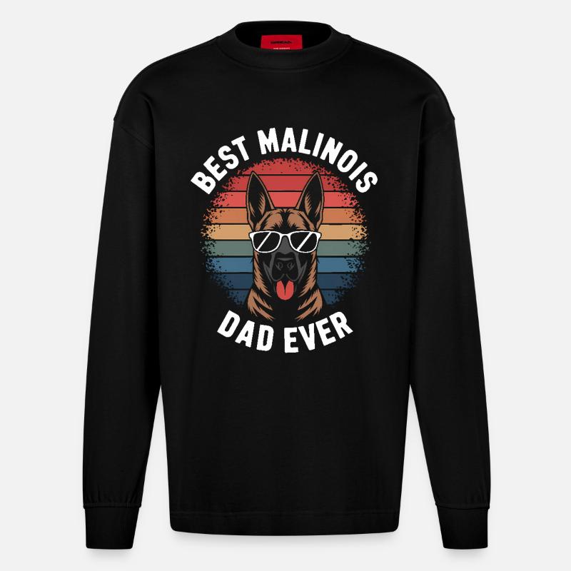 Belgischer Schäferhund Spruch Malinois Geschenk - Heavyweight Oversized Organic Langarmshirt Made in EU - SOLID BLACK