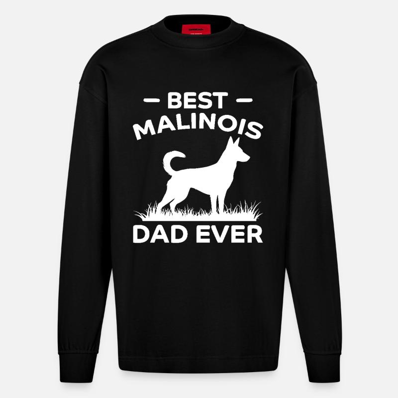 Belgischer Schäferhund Spruch Malinois Geschenk - Heavyweight Oversized Organic Langarmshirt Made in EU - SOLID BLACK