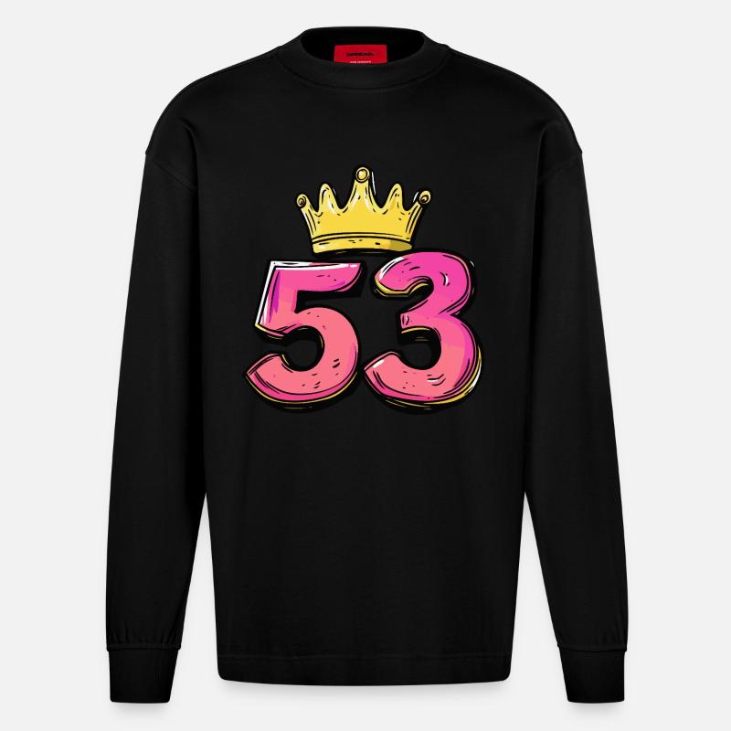 Couronne à 53 chiffres - Manches longues bio épais oversize fabriqué en UE - SOLID BLACK