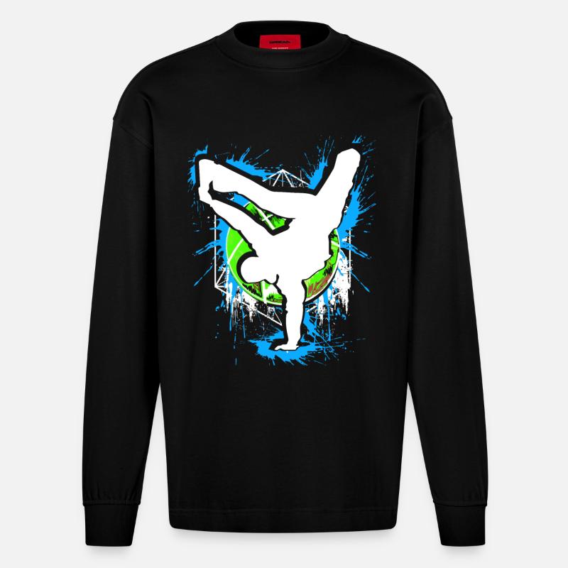 Breakdance - Breakdancer - Breakdancing - BBoy - Heavyweight Oversized Organic Langarmshirt Made in EU - SOLID BLACK