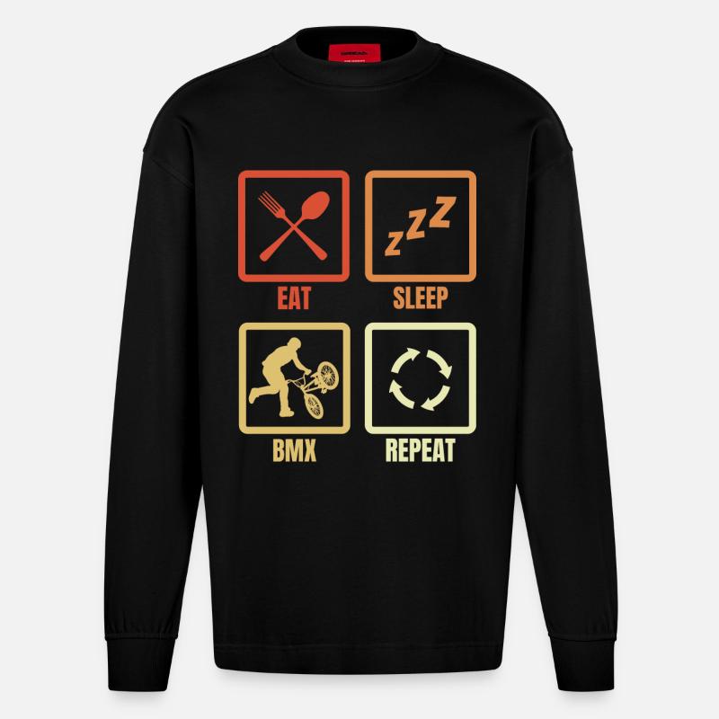 BMX Routine - Heavyweight Oversized Organic Langarmshirt Made in EU - SOLID BLACK