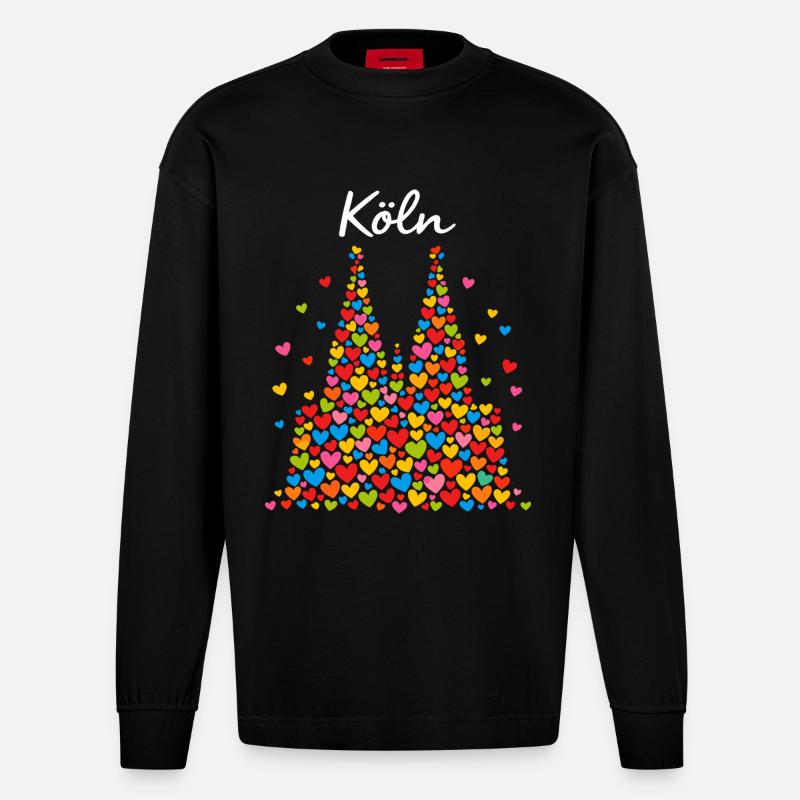 Köln Karneval Alaaf Konfetti Geschenk - Heavyweight Oversized Organic Langarmshirt Made in EU - SOLID BLACK