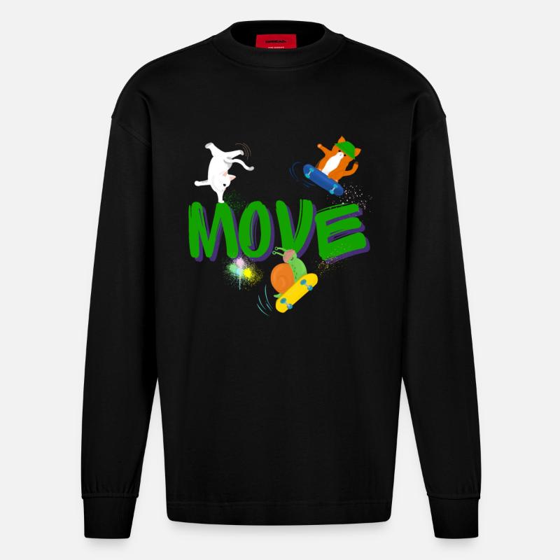 Move - Heavyweight Oversized Organic Langarmshirt Made in EU - SOLID BLACK