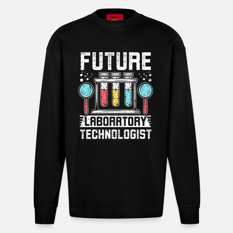 Future laboratory technologist - Heavyweight Oversized Organic Langarmshirt Made in EU - SOLID BLACK