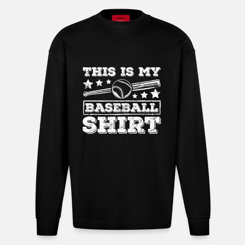 This is my baseball - Heavyweight Oversized Organic Langarmshirt Made in EU - SOLID BLACK