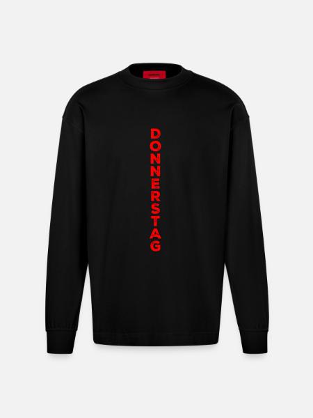Thursday - red - Heavyweight Oversized Organic Longsleeve Shirt Made in EU - SOLID BLACK