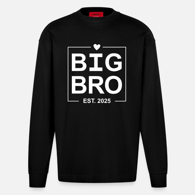 Big Bro Est 2025 - Manches longues bio épais oversize fabriqué en UE - SOLID BLACK