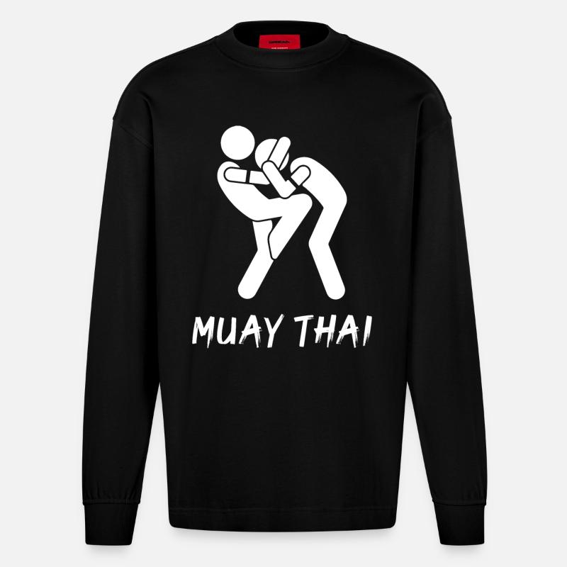Muay Thai - Heavyweight Oversized Organic Langarmshirt Made in EU - SOLID BLACK