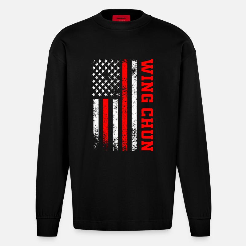 Wing Chun - Heavyweight Oversized Organic Langarmshirt Made in EU - SOLID BLACK