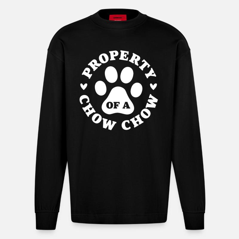 Propriété d’un Chow Chow - Manches longues bio épais oversize fabriqué en UE - SOLID BLACK