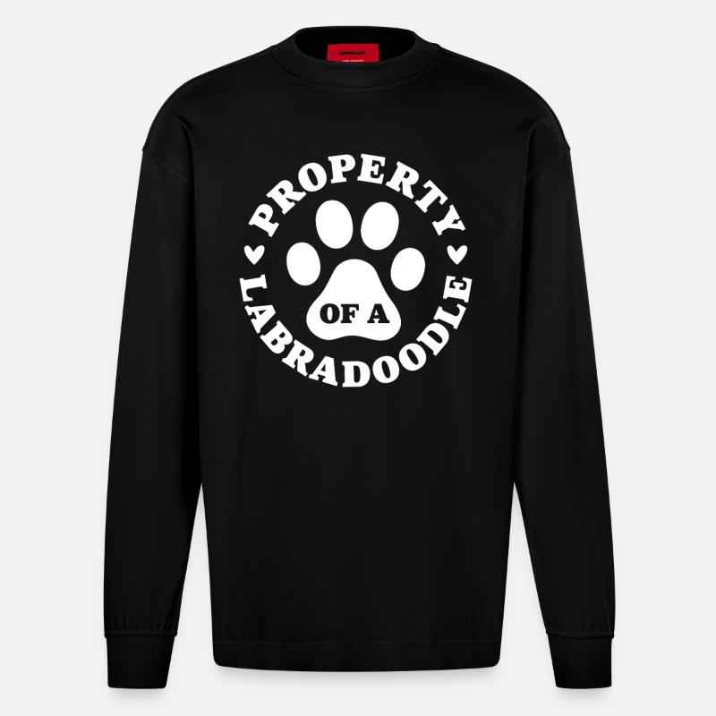 Propriété d’un Labradoodle - Manches longues bio épais oversize fabriqué en UE - SOLID BLACK
