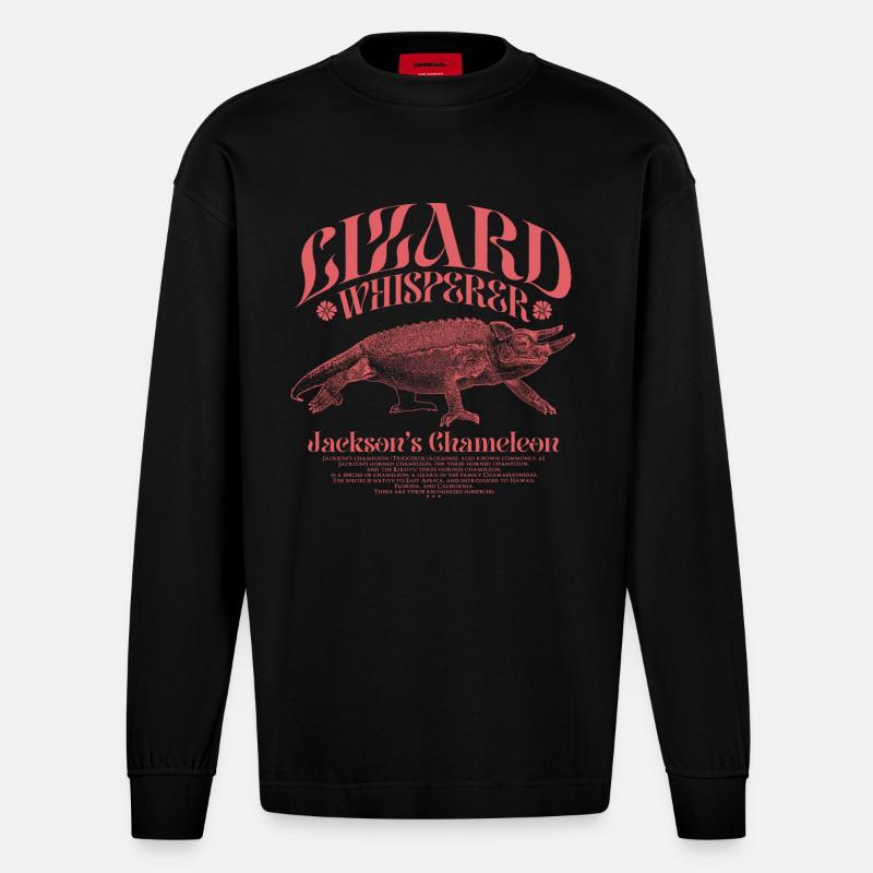Jackson's Chamäleon Echsenflüsterer - Heavyweight Oversized Organic Langarmshirt Made in EU - SOLID BLACK