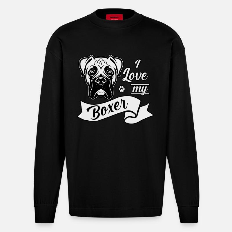 J’adore mon Boxer - Manches longues bio épais oversize fabriqué en UE - SOLID BLACK