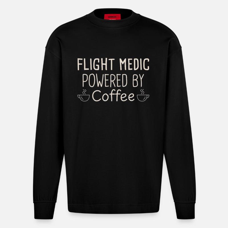 Flight Paramedic Coffee Luftrettung - Heavyweight Oversized Organic Langarmshirt Made in EU - SOLID BLACK
