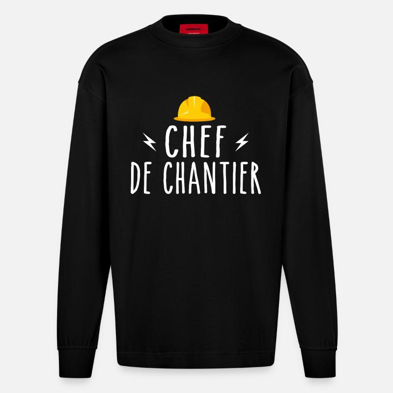 Bauleiter - Heavyweight Oversized Organic Langarmshirt Made in EU - SOLID BLACK