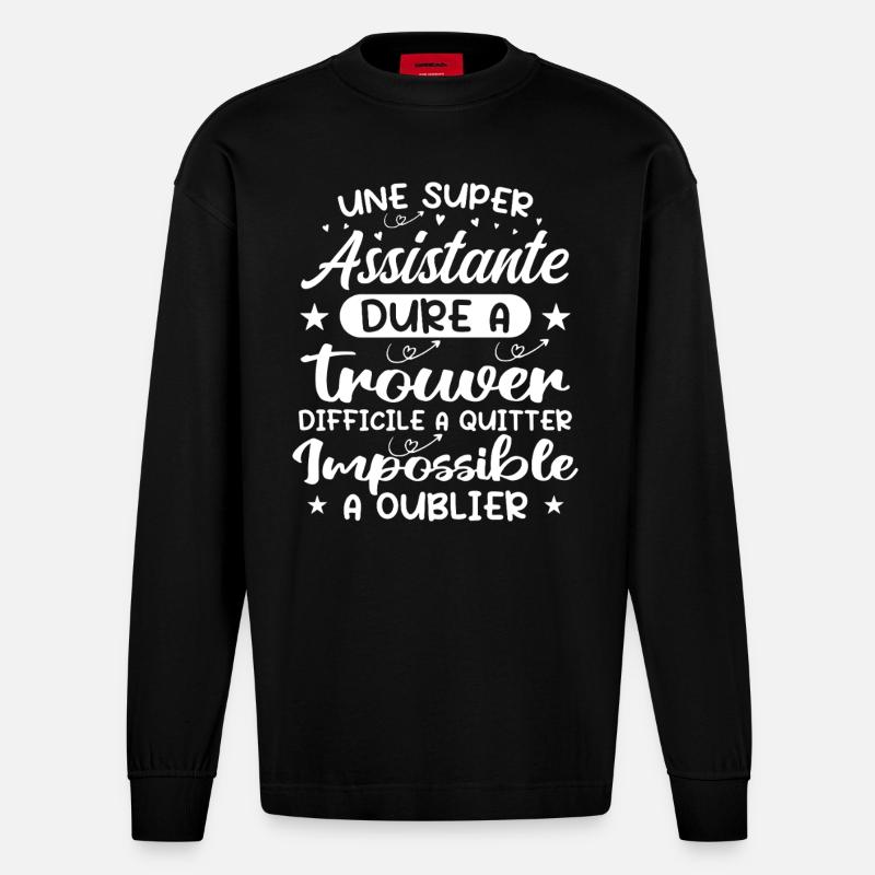 A Super Assistant - Assistant Gift - Heavyweight Oversized Organic Longsleeve Shirt Made in EU - SOLID BLACK