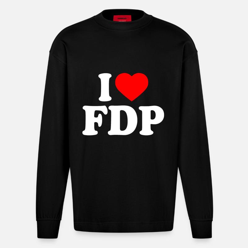I love fdp - Heavyweight Oversized Organic Langarmshirt Made in EU - SOLID BLACK
