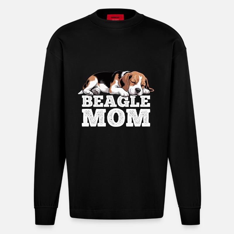 Beagle Mama - Heavyweight Oversized Organic Langarmshirt Made in EU - SOLID BLACK
