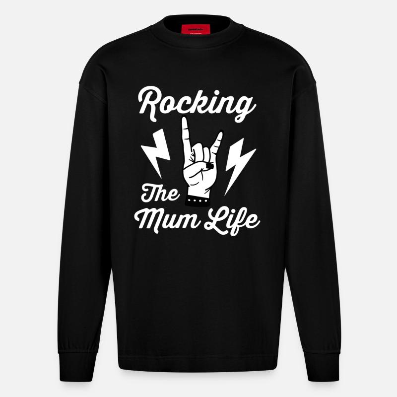 Das Mutterleben rocken - Heavyweight Oversized Organic Langarmshirt Made in EU - SOLID BLACK