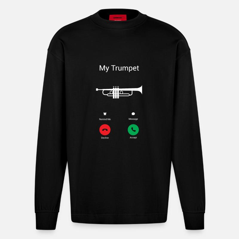 Die Trompete ruft - Heavyweight Oversized Organic Langarmshirt Made in EU - SOLID BLACK