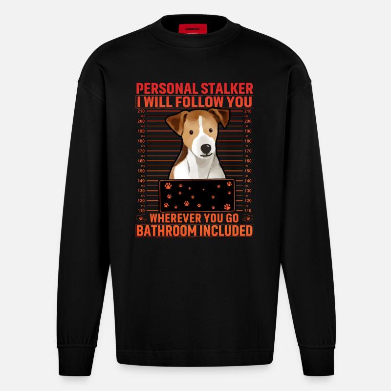 Jack Russell Terrier Lustiger Spruch - Heavyweight Oversized Organic Langarmshirt Made in EU - SOLID BLACK