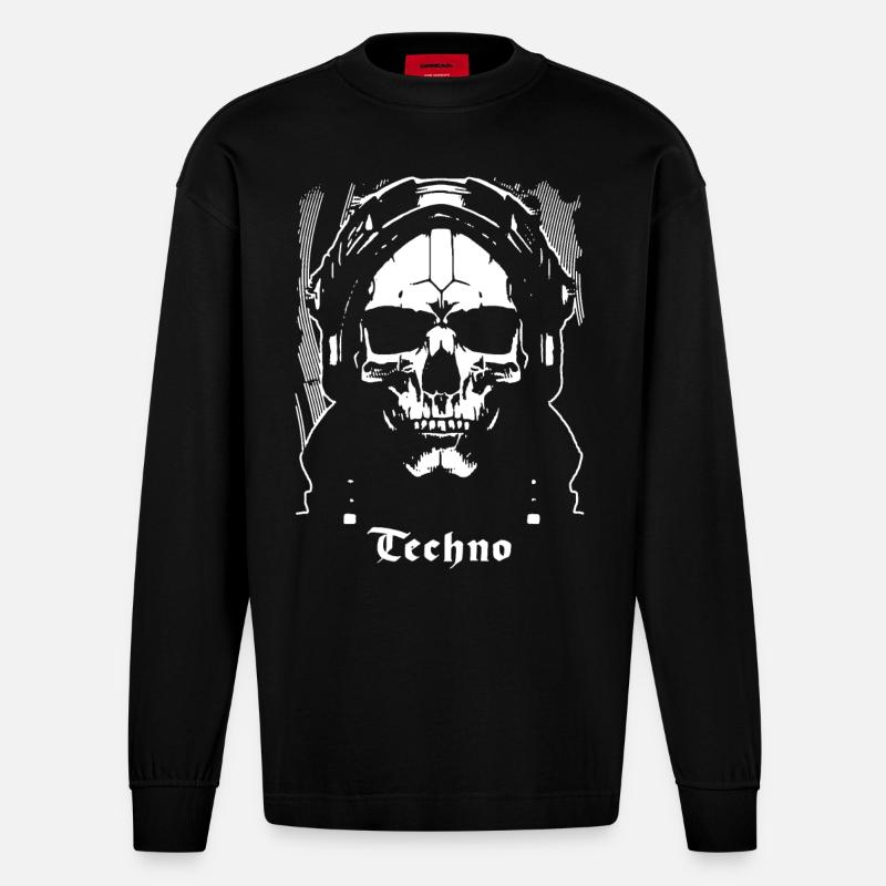 Techno - Manches longues bio épais oversize fabriqué en UE - SOLID BLACK