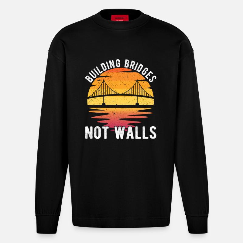 Bridge Engineer Bridge Construction - Heavyweight Oversized Organic Longsleeve Shirt Made in EU - SOLID BLACK