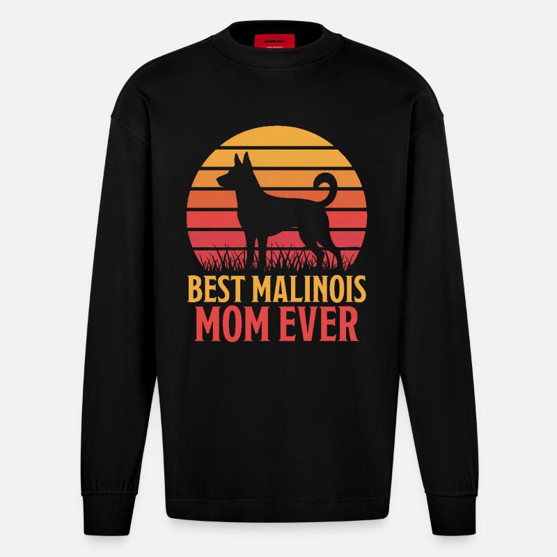 Belgischer Schäferhund Spruch Malinois Geschenk - Heavyweight Oversized Organic Langarmshirt Made in EU - SOLID BLACK