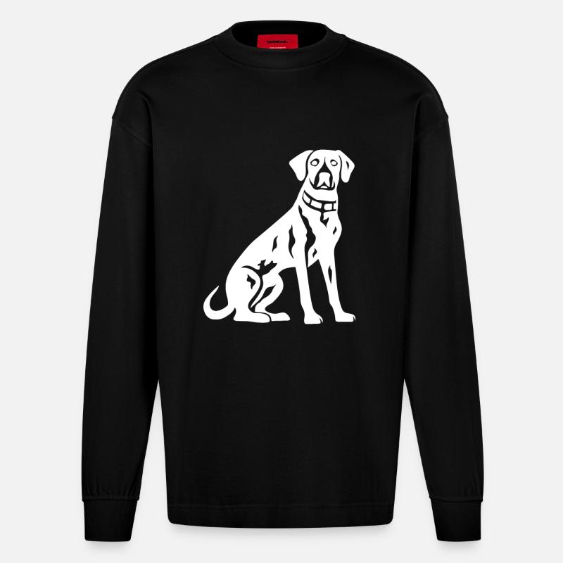 Dalmatiner Hund Silhouette - Heavyweight Oversized Organic Langarmshirt Made in EU - SOLID BLACK