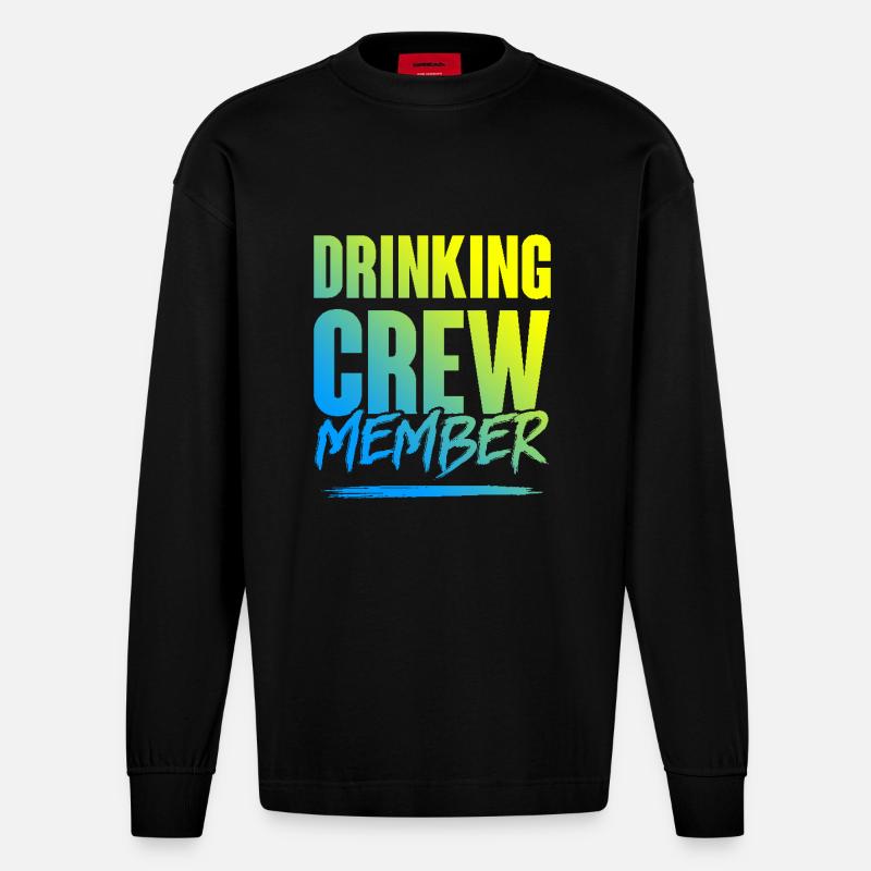 Drinking Crew - Heavyweight Oversized Organic Langarmshirt Made in EU - SOLID BLACK