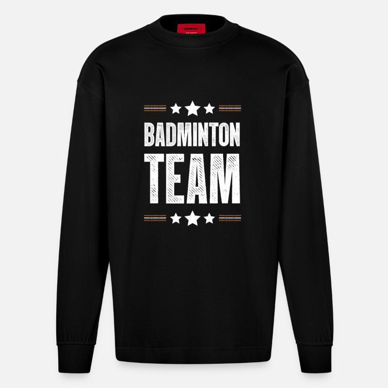 Badminton Team - Heavyweight Oversized Organic Langarmshirt Made in EU - SOLID BLACK