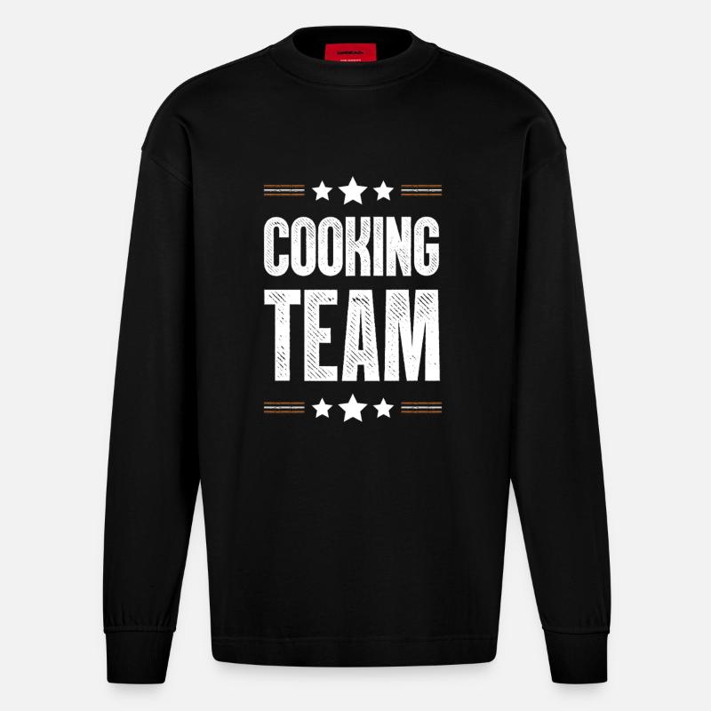 Équipe de cuisine - Manches longues bio épais oversize fabriqué en UE - SOLID BLACK