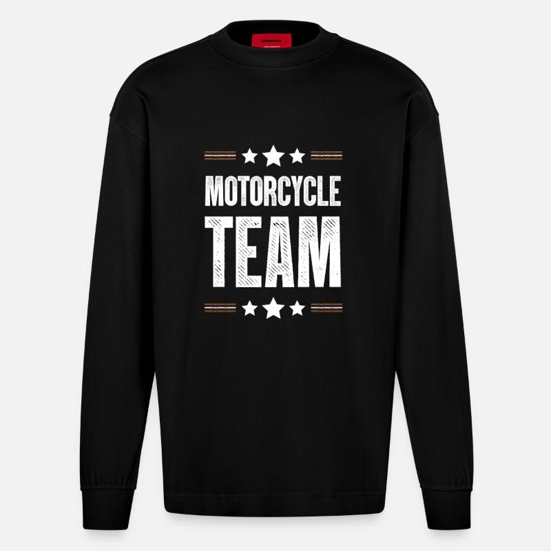 Équipe de motards - Manches longues bio épais oversize fabriqué en UE - SOLID BLACK