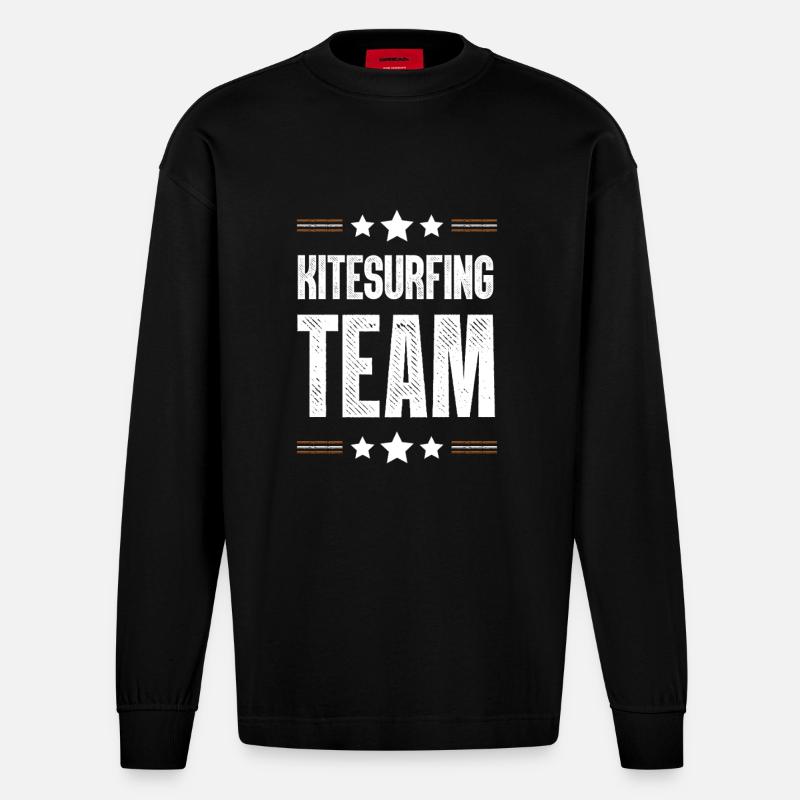 Équipe de kitesurf - Manches longues bio épais oversize fabriqué en UE - SOLID BLACK