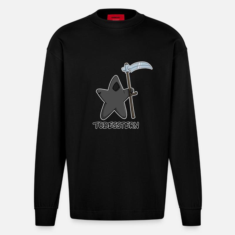 Todesstern - Heavyweight Oversized Organic Langarmshirt Made in EU - SOLID BLACK