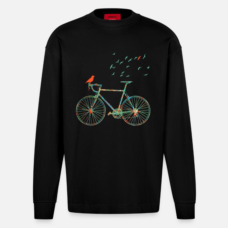 fahrrad e 4 - Heavyweight Oversized Organic Langarmshirt Made in EU - SOLID BLACK
