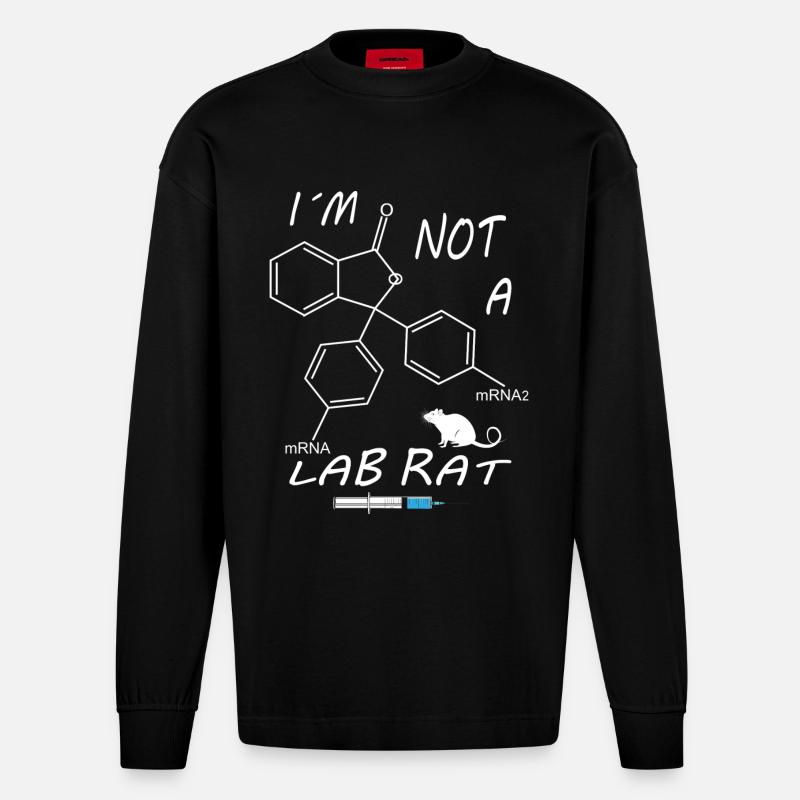 Ich bin keine Labor Ratte - Heavyweight Oversized Organic Langarmshirt Made in EU - SOLID BLACK