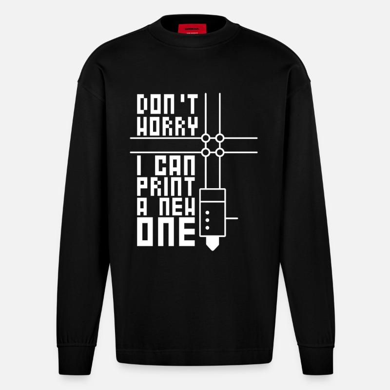 3D-Drucken 3D-Filament-3D-Drucker - Heavyweight Oversized Organic Langarmshirt Made in EU - SOLID BLACK