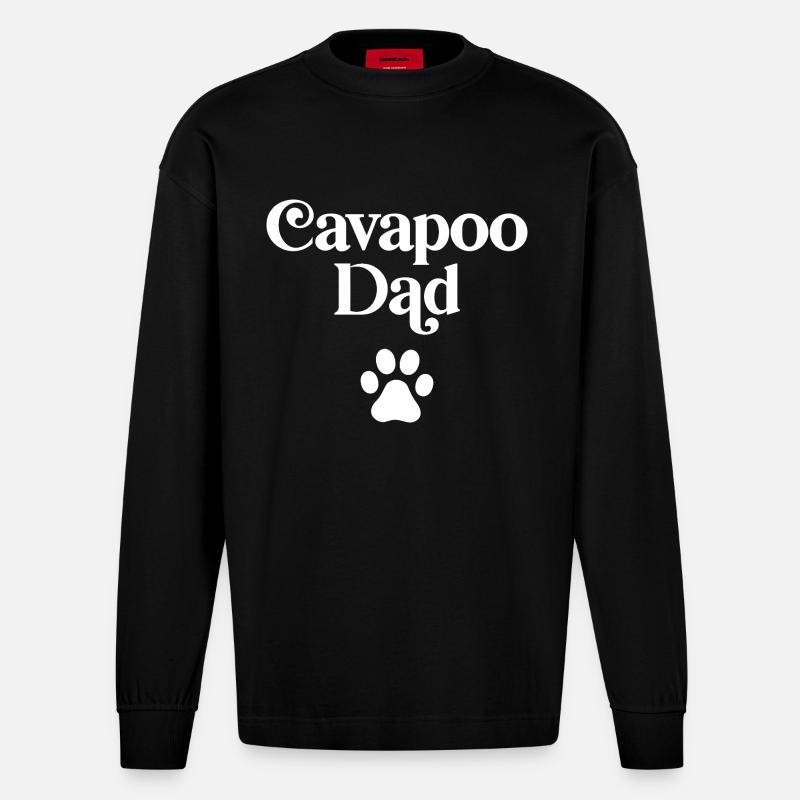 Papa Cavapoo - Manches longues bio épais oversize fabriqué en UE - SOLID BLACK