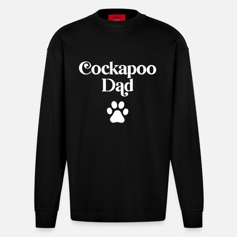 Cockapoo Papa - Heavyweight Oversized Organic Langarmshirt Made in EU - SOLID BLACK